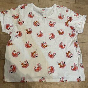 ELECTRIC PINK WOMENS BEACH SANTA REINDEER FLAMIGO T SHIRT LARGE